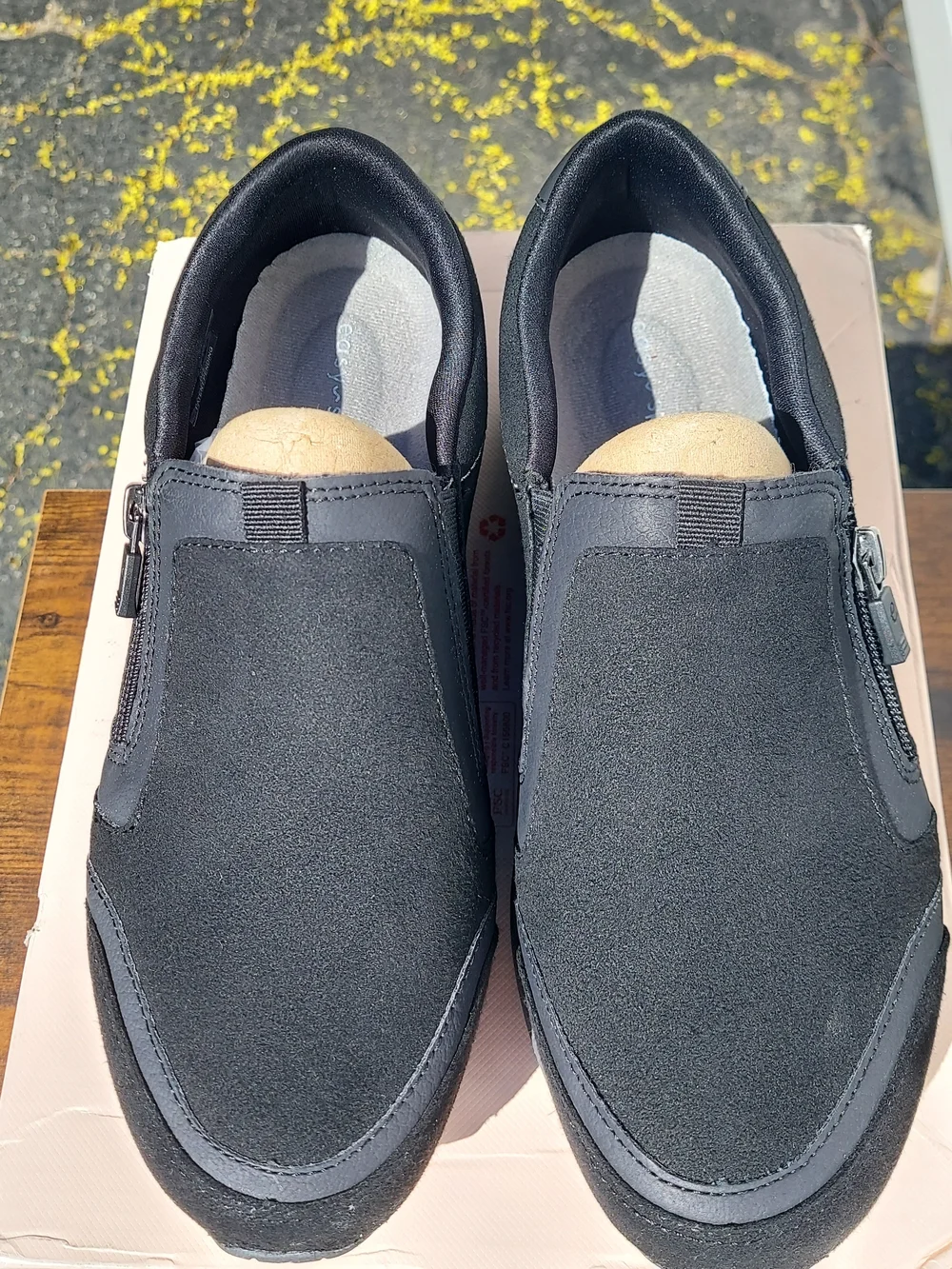 Easy Spirit Thallow Black Suede Slip-On Zipper Comfort Loafer Womens Size 9 NWT